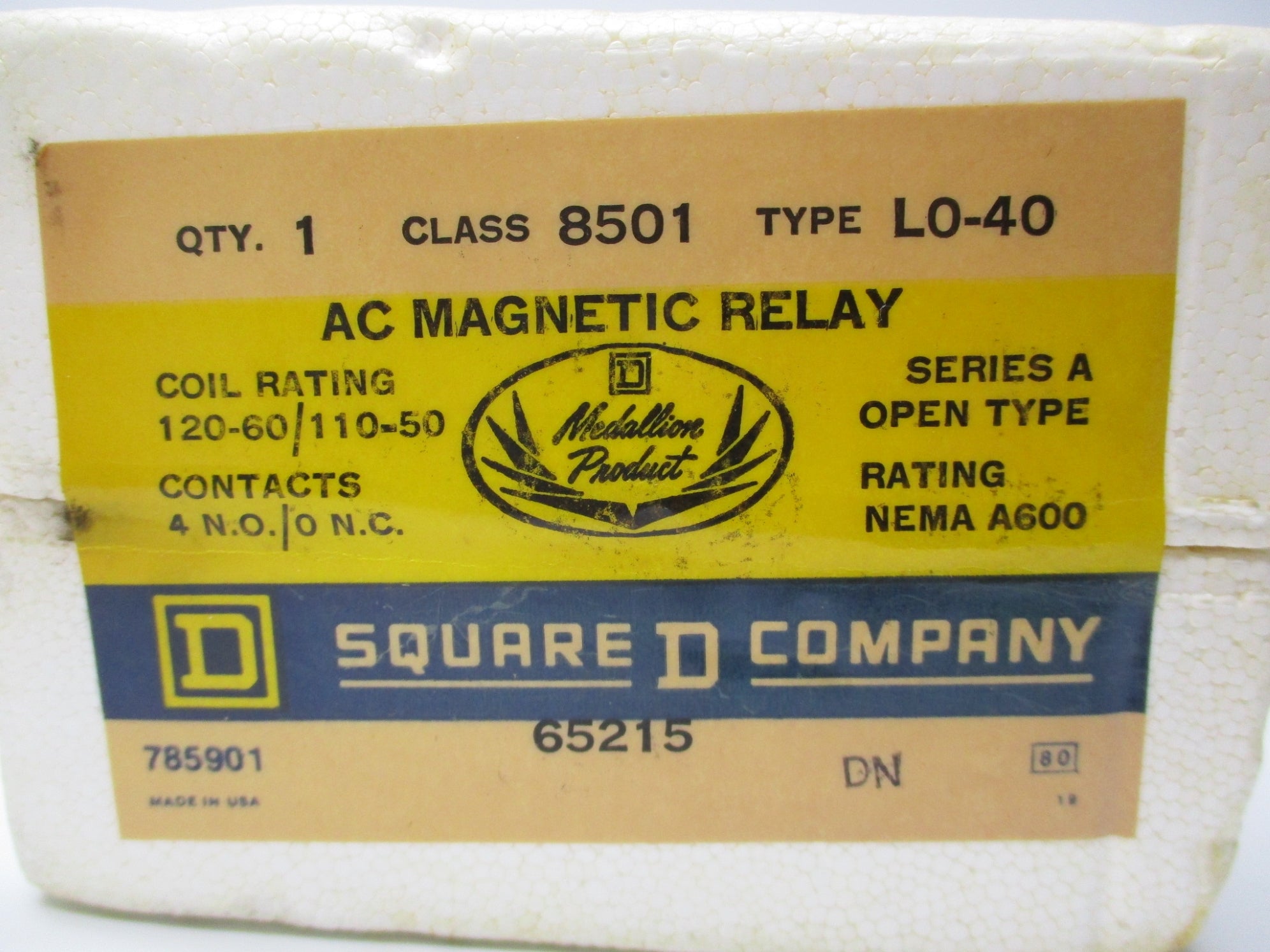 SQUARE D 8501 L0-40 120V SER. A NSMP