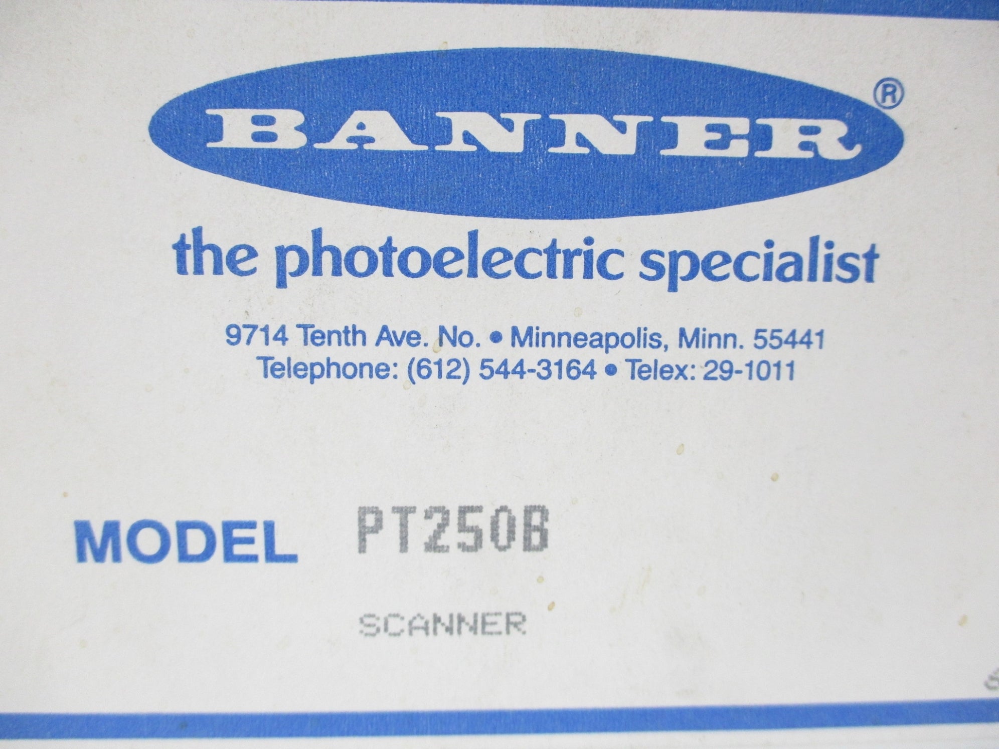 BANNER ENGINEERING PT250B NSMP
