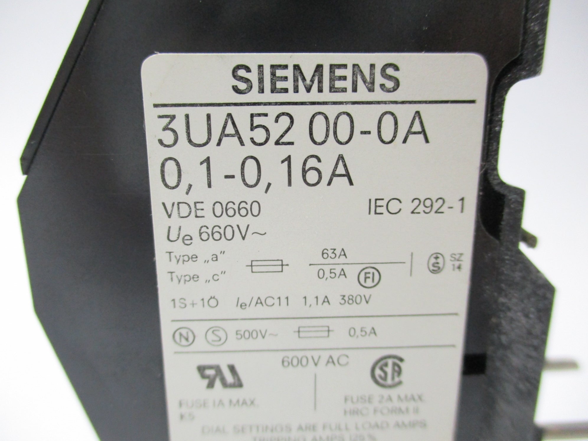 SIEMENS 3UA5200-0A 500V 1A-16A NSMP