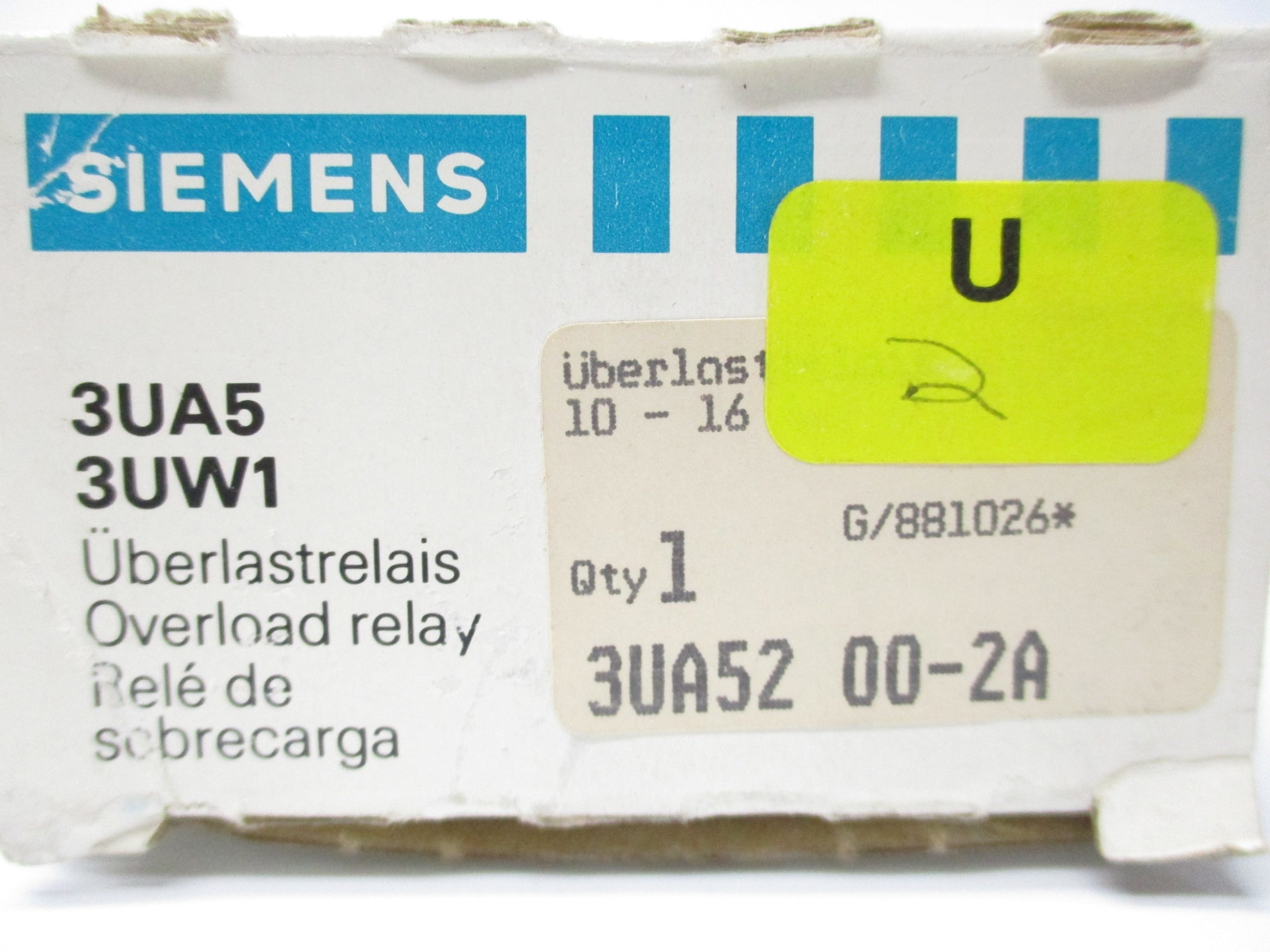 SIEMENS 3UA5200-2A 380V 10A-16A NSMP