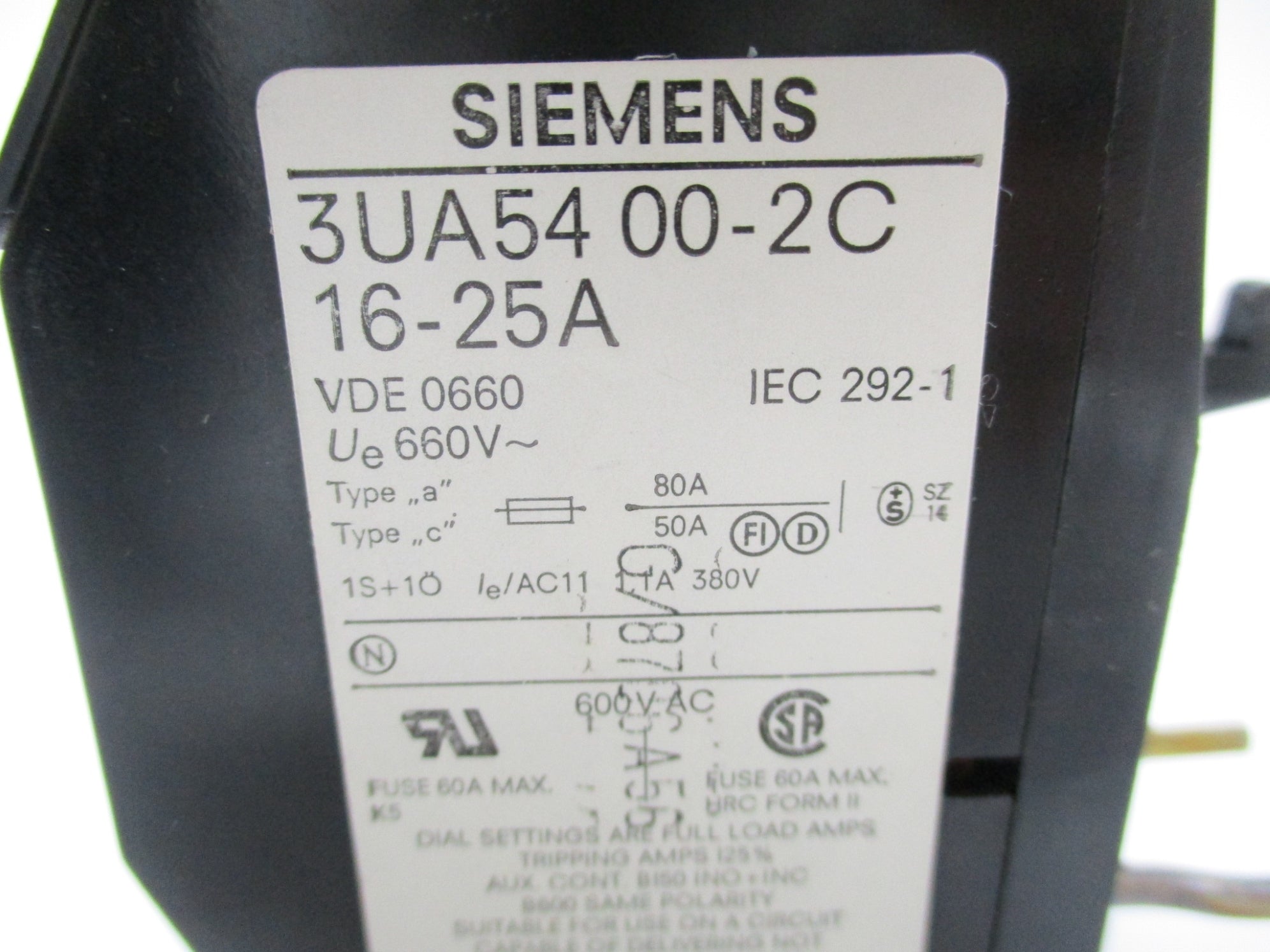 SIEMENS 3UA5400-2C 380V 16A-25A NSMP
