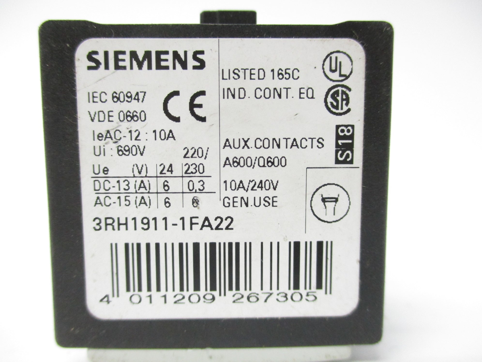 SIEMENS 3RH1911-1FA22 240V 10A NSNP