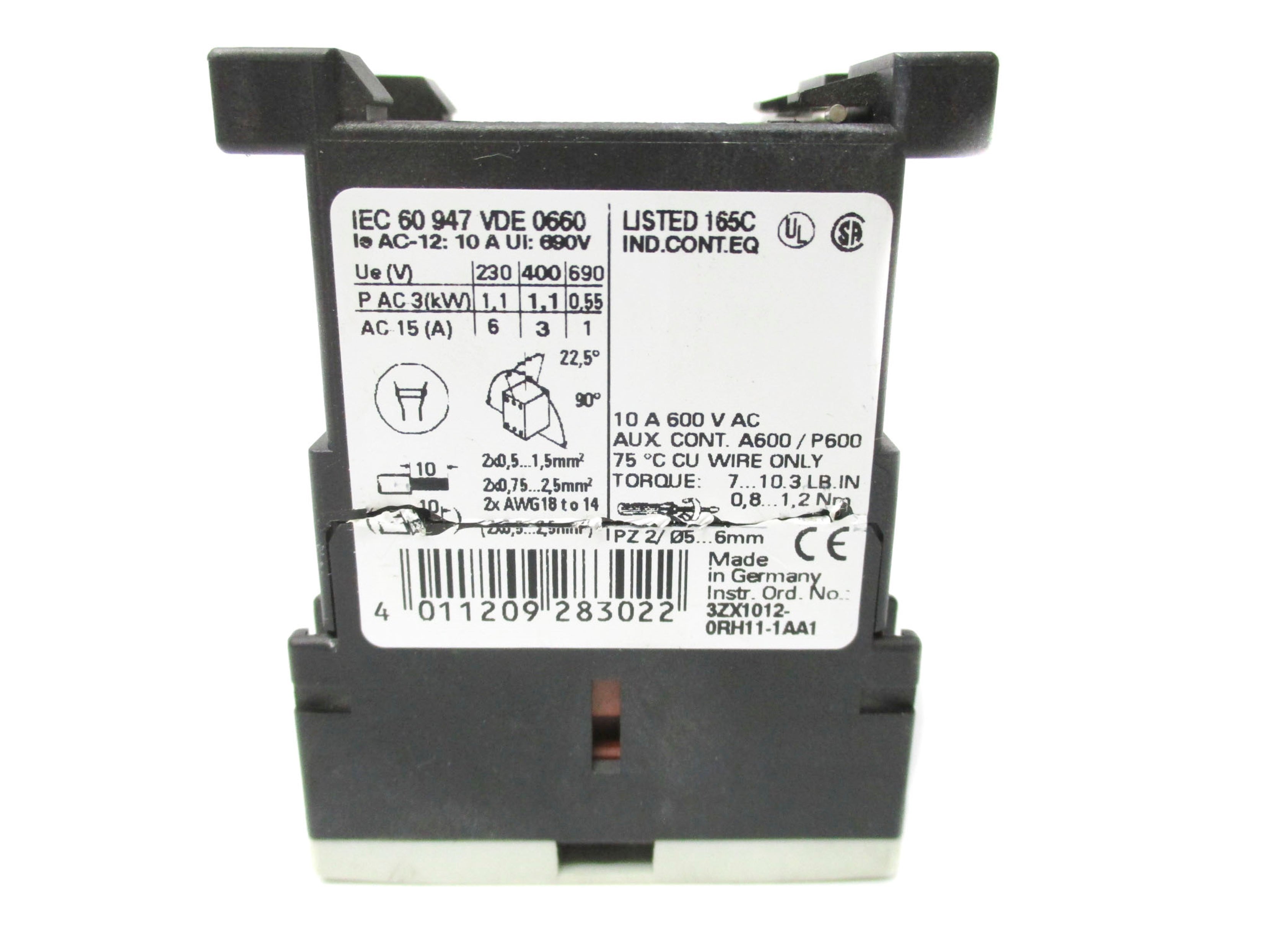 SIEMENS 3RH1140-1AK60 110/120V 10A NSNP
