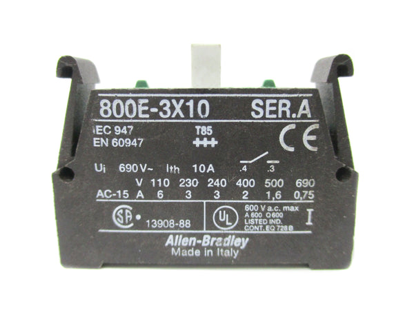ALLEN BRADLEY 800E-3X10 SER. A 600VAC 10A NSNP