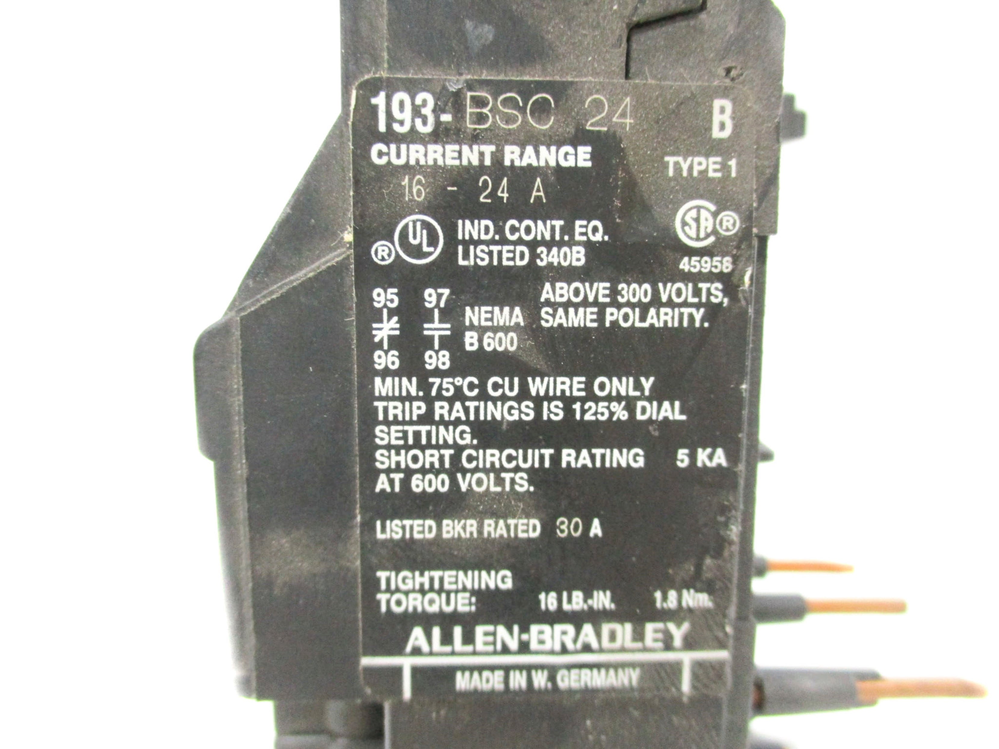 INDUSTRIAL SPARE PART 193-BSC24 16-24A SER. B UNMP