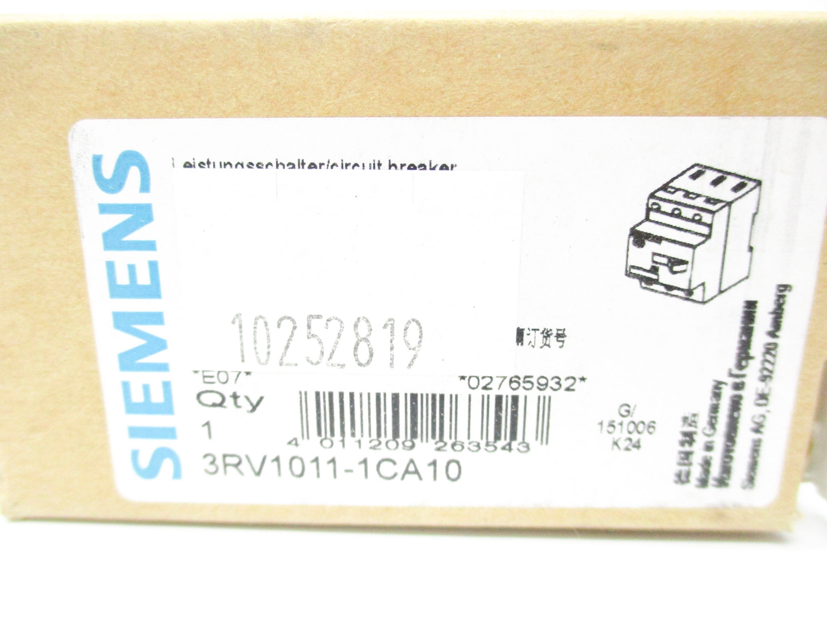 SIEMENS 3RV1011-1CA10 600V 1.8-2.5A NSMP