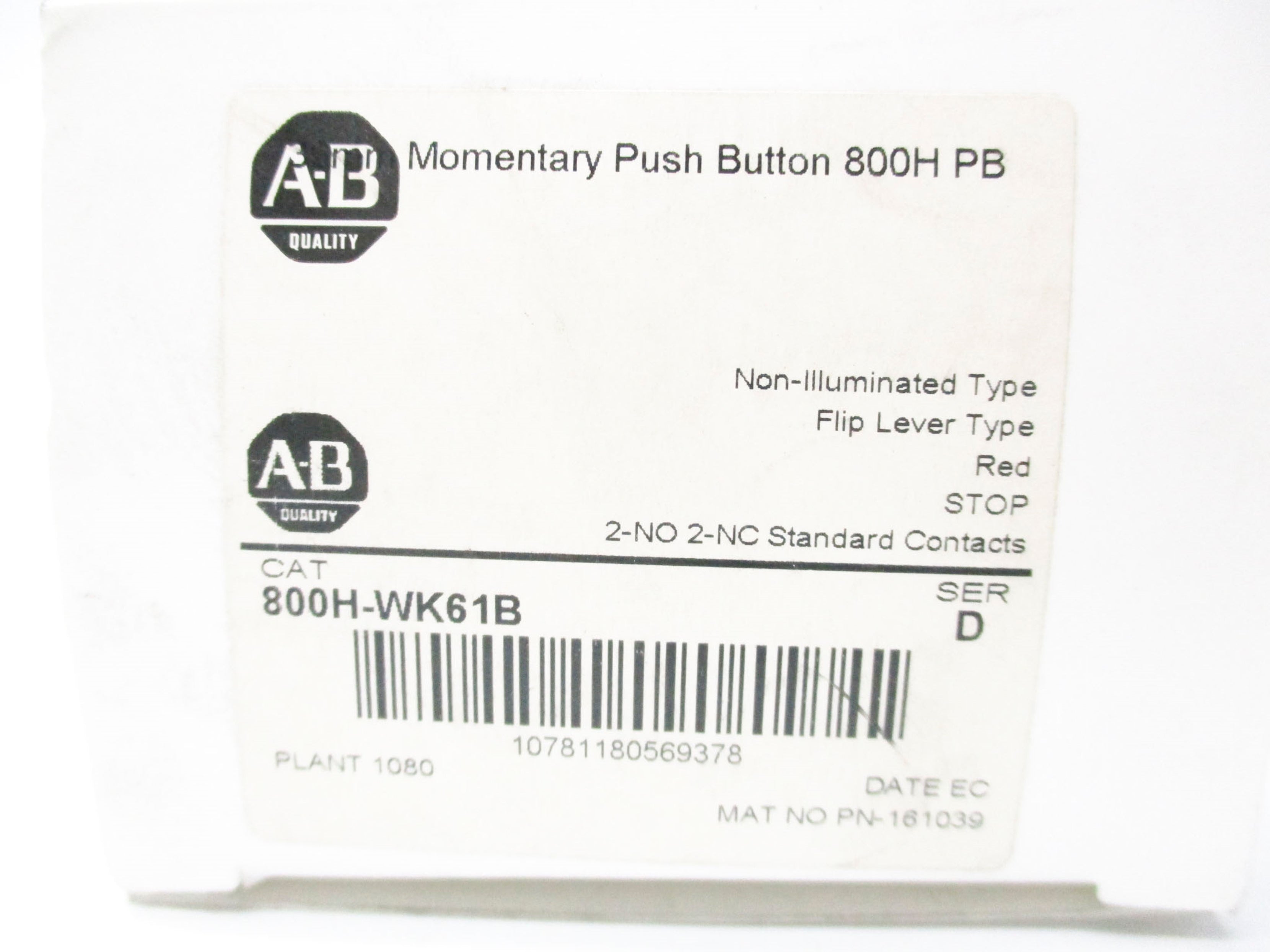ALLEN BRADLEY 800H-WK61B SER. D (WH) NSMP