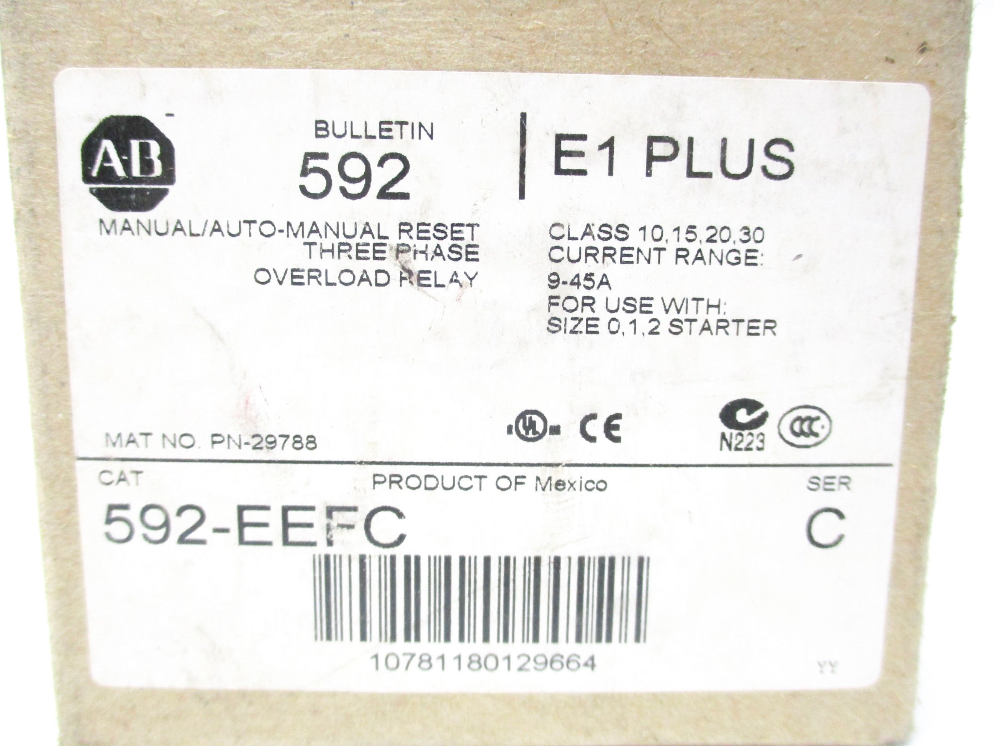 INDUSTRIAL SPARE PART 592-EEFC SER. C 600V 9-45A (BR/WH) NSMP