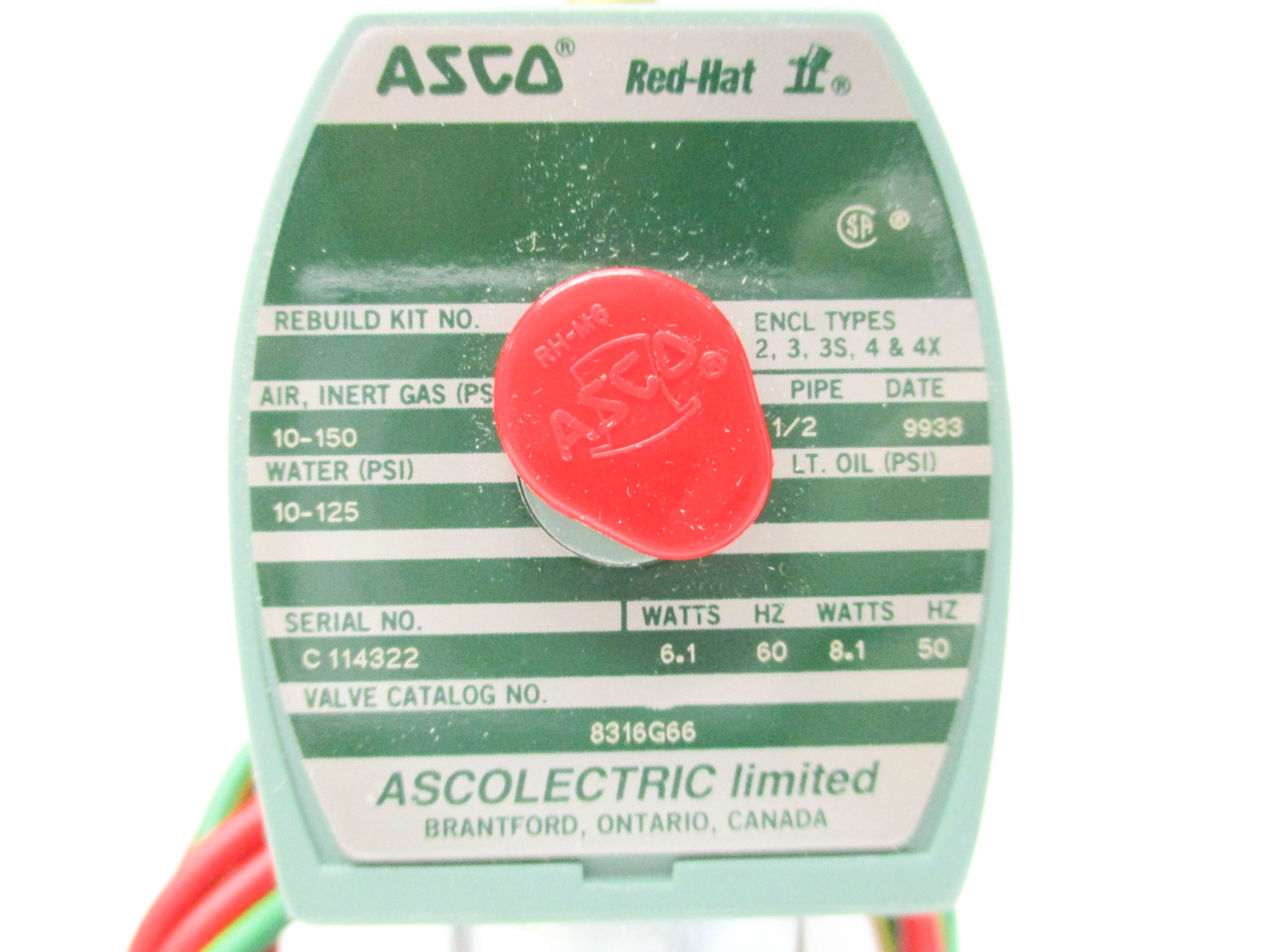 ASCO 8316G66 10-125PSI 120V NSMP