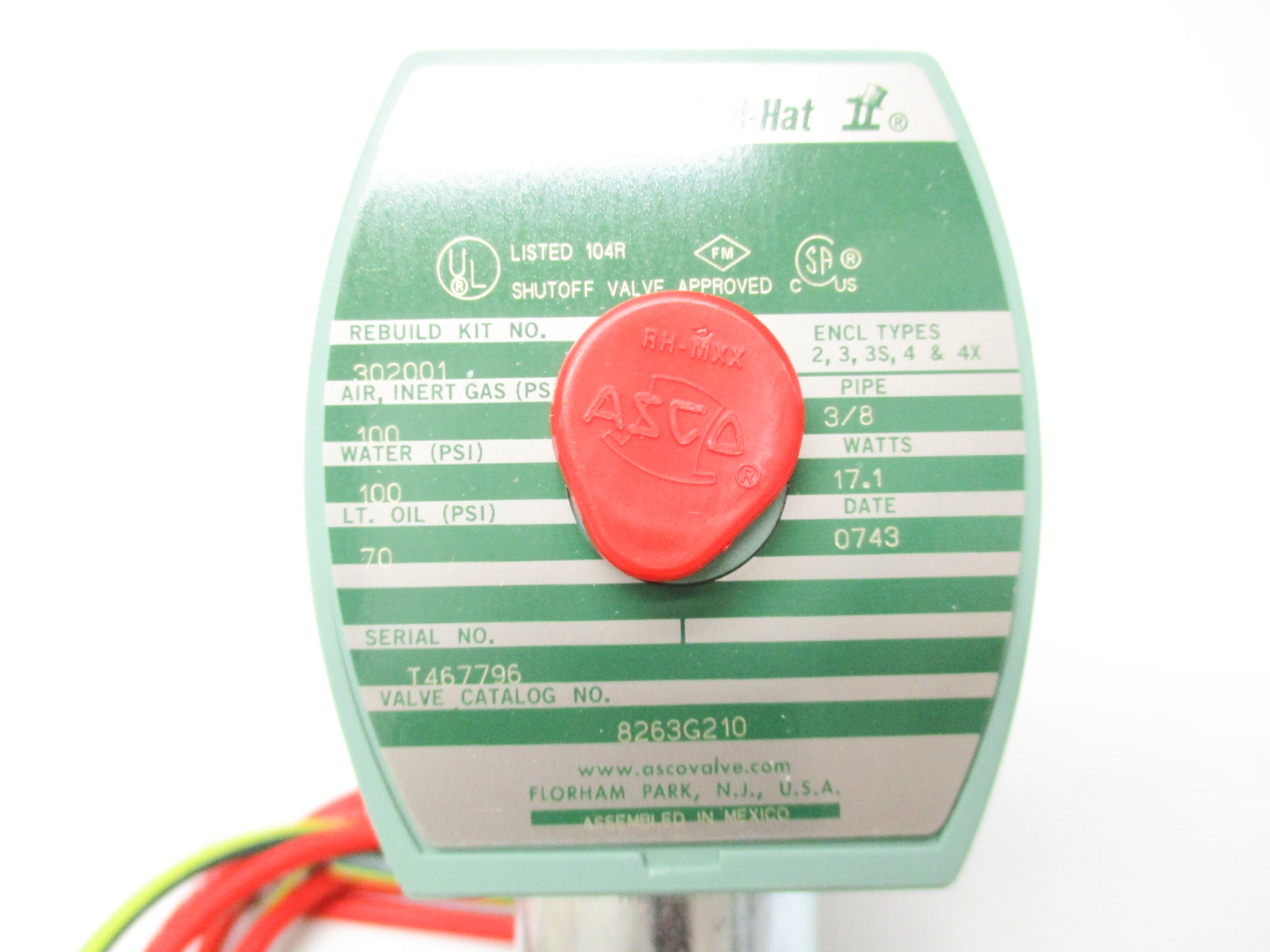 ASCO 8263G210 110/120V 70-100PSI 3/8" NSMP