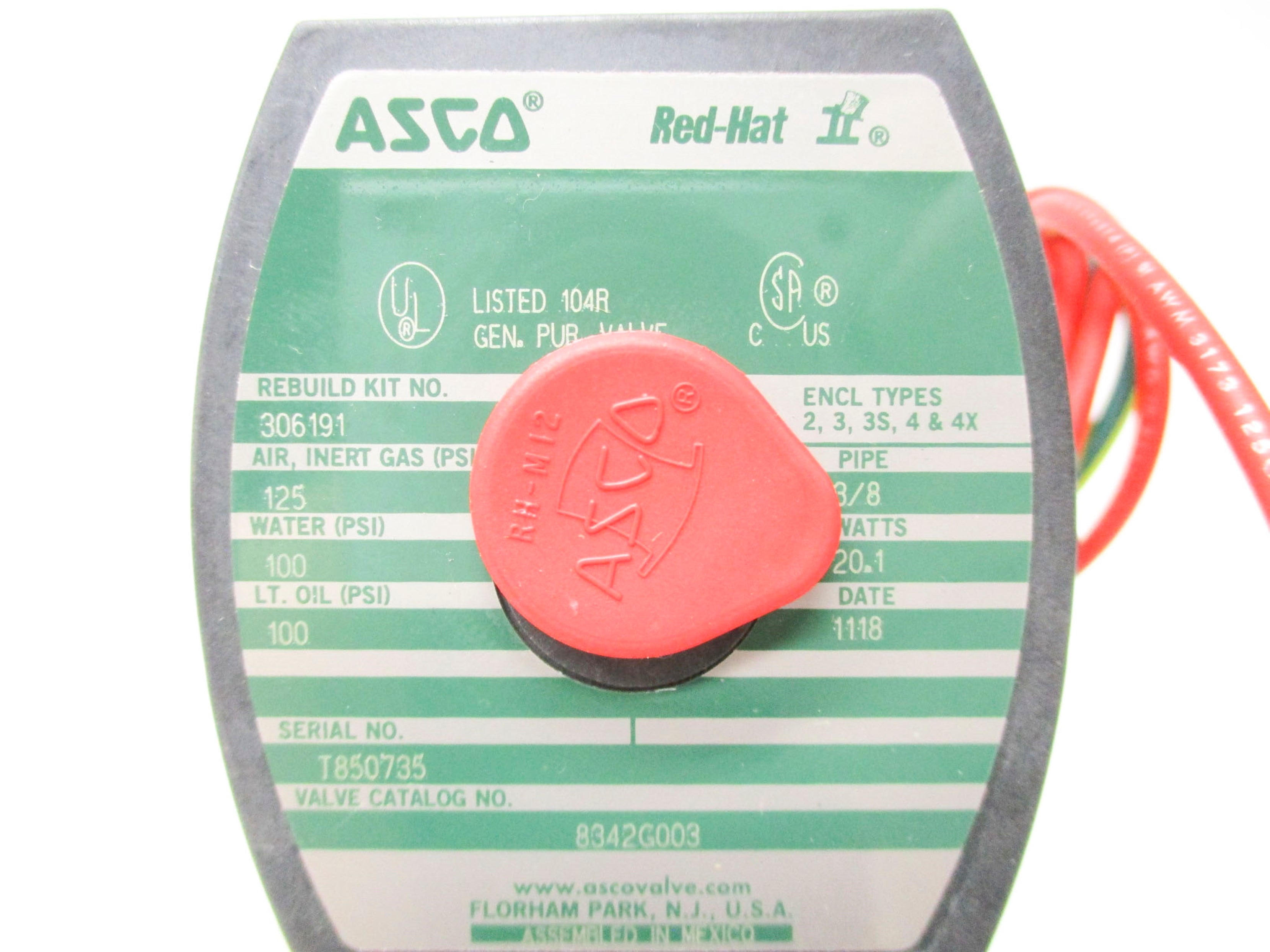 ASCO 8342G003 120V 100-125PSI 3/8" NSMP