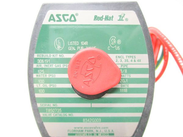 ASCO 8342G003 120V 100-125PSI 3/8" NSMP