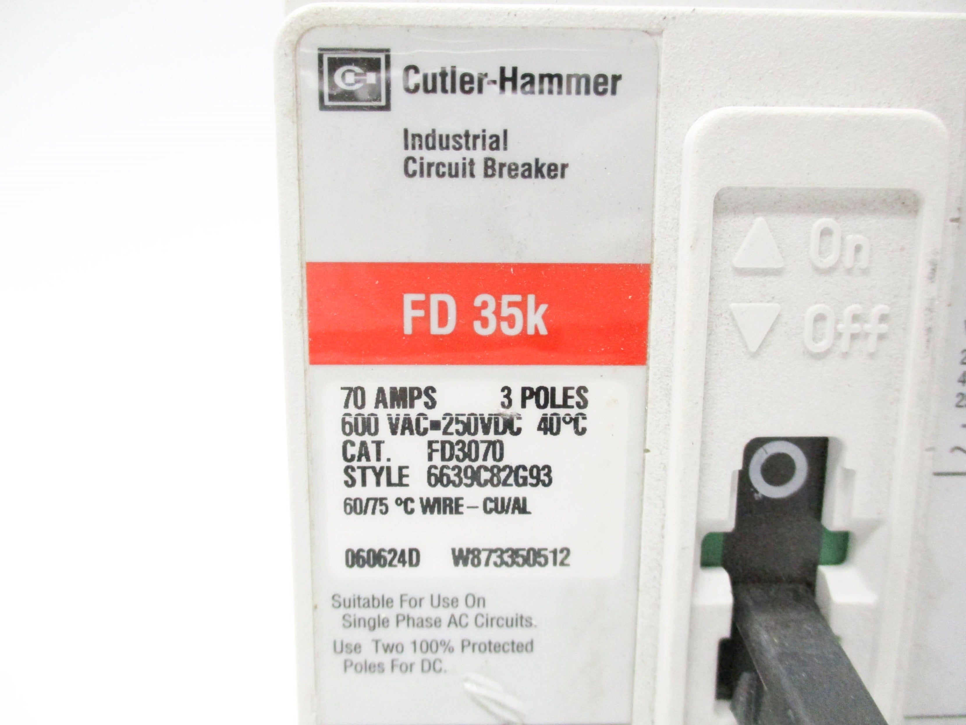 CUTLER HAMMER FD3070 600VAC 70A NSNP