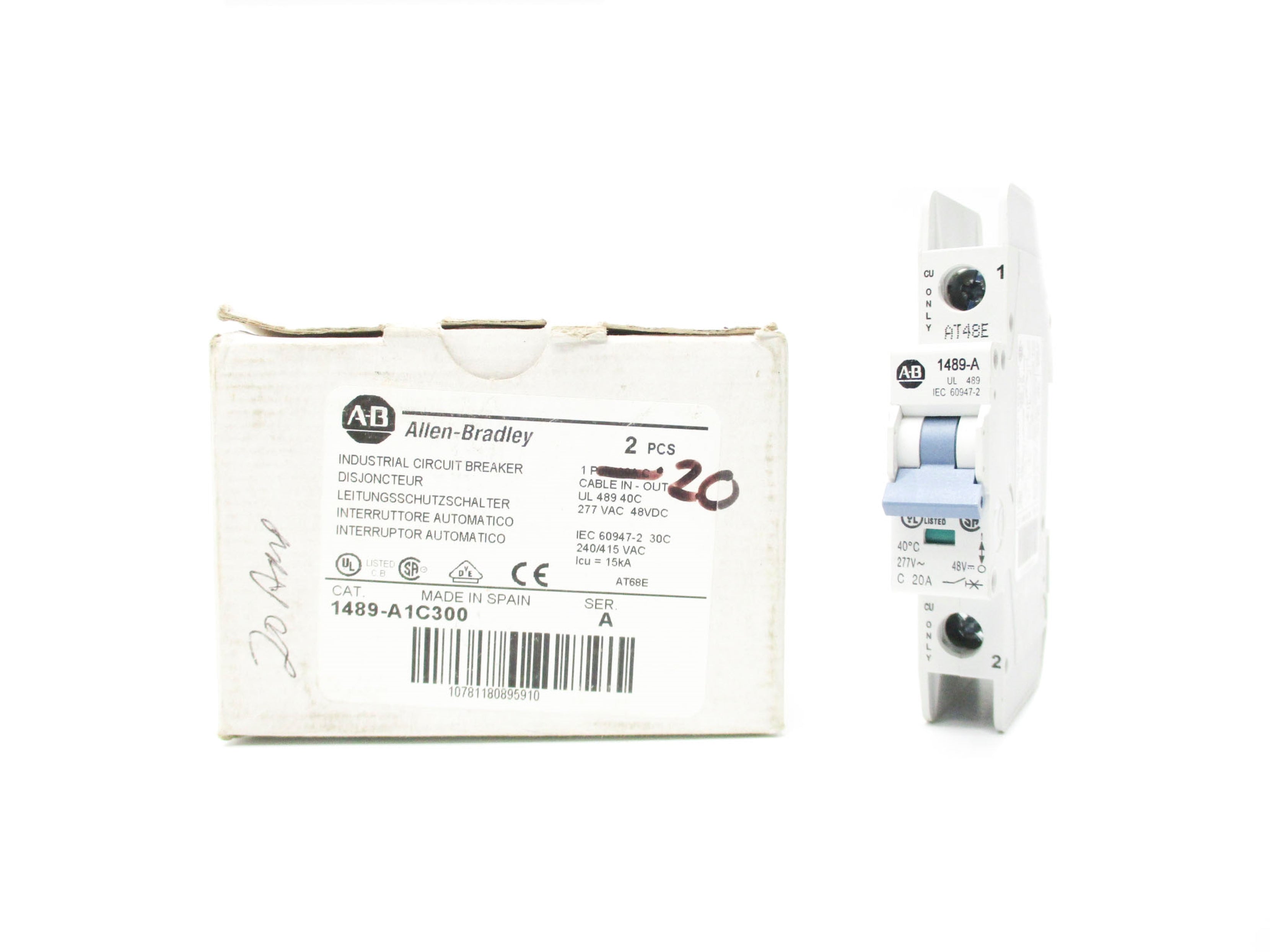 ALLEN BRADLEY 1489-A1C300 SER. A 48-277VAC 20A (QTY OF 2) (WH) NSMP