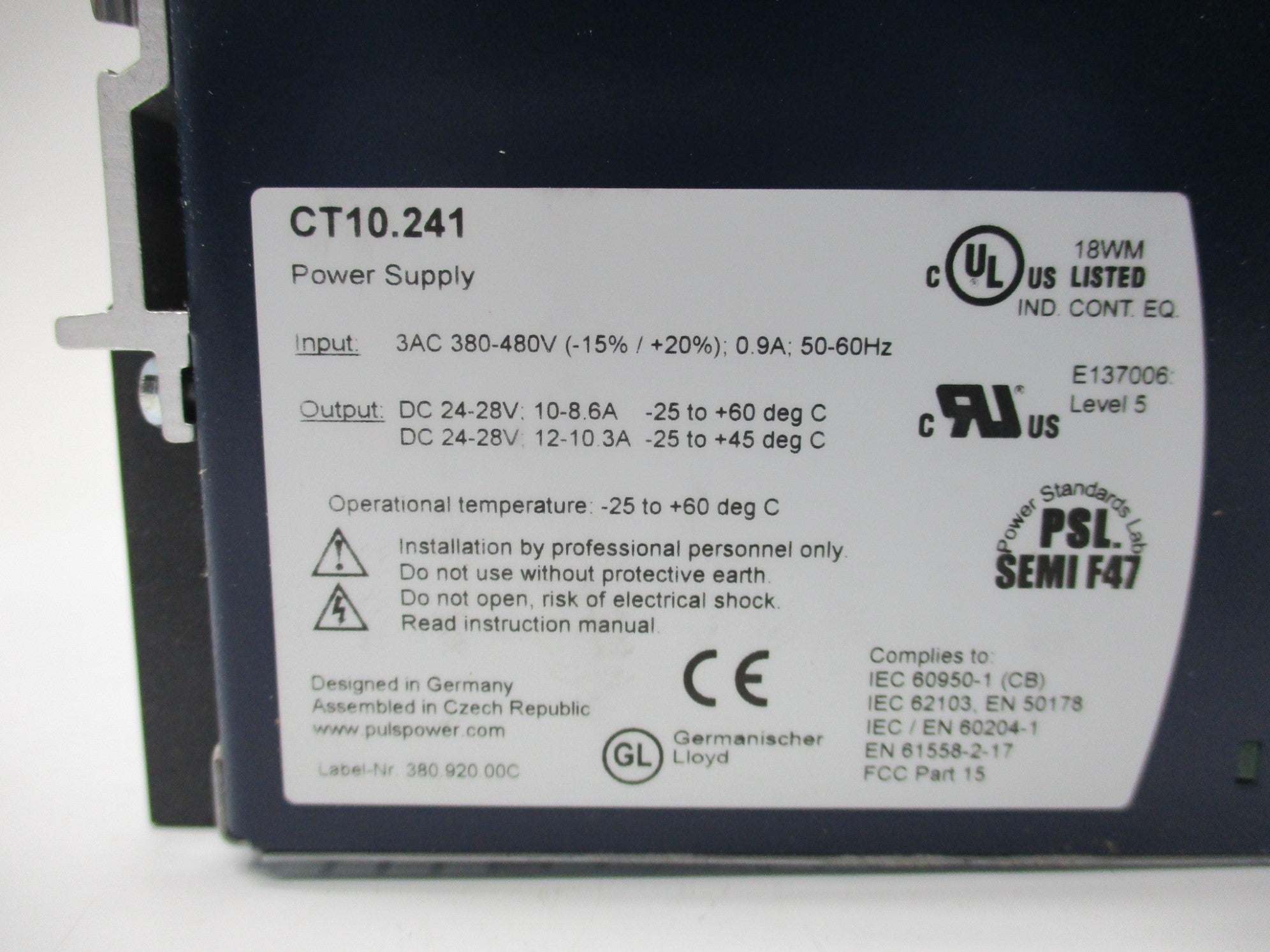 PULS CT10.241 380-480VAC 10A NSMP