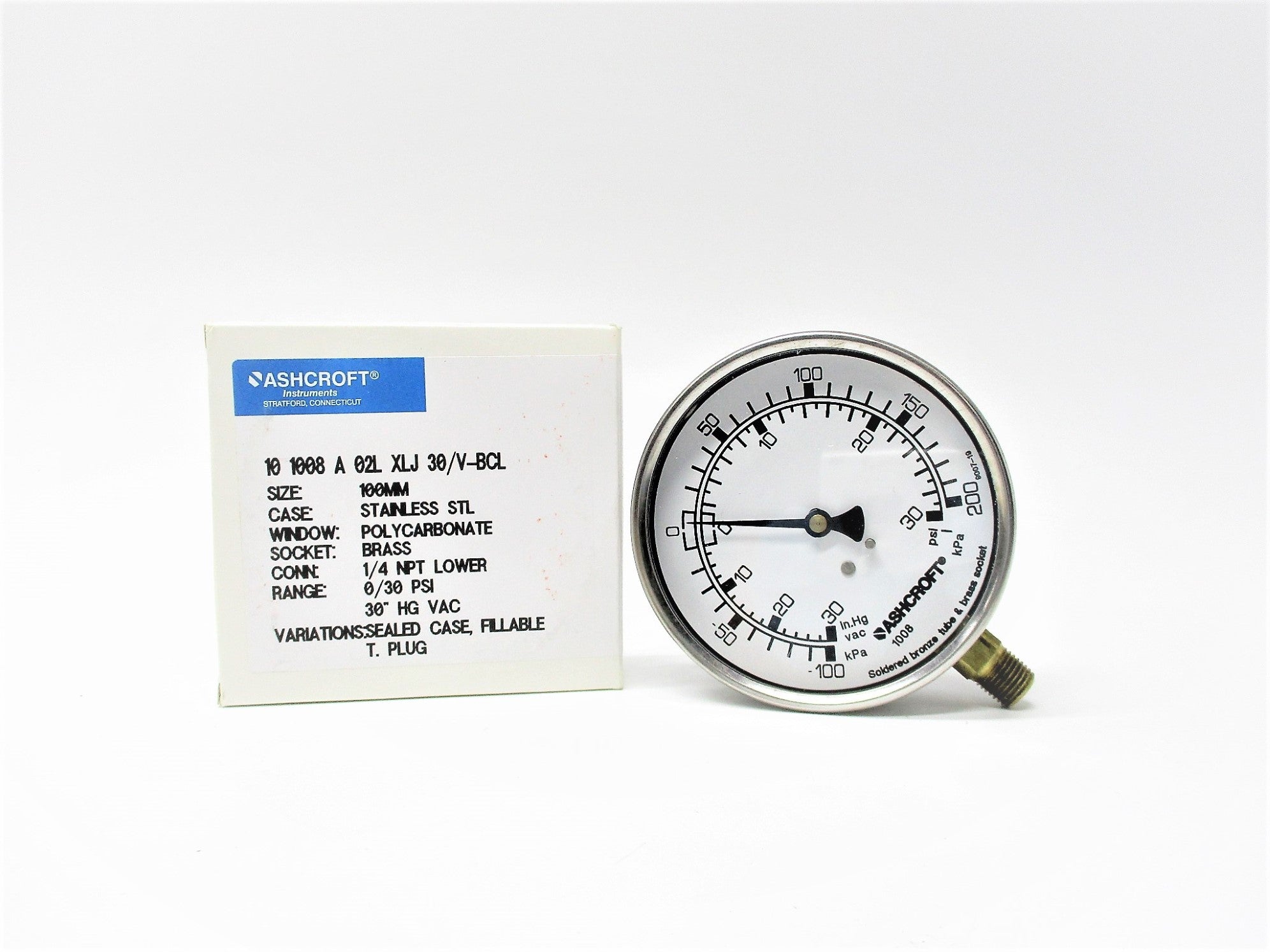 ASHCROFT 101008A02LXLJ30/V-BCL 0-30PSI NSMP