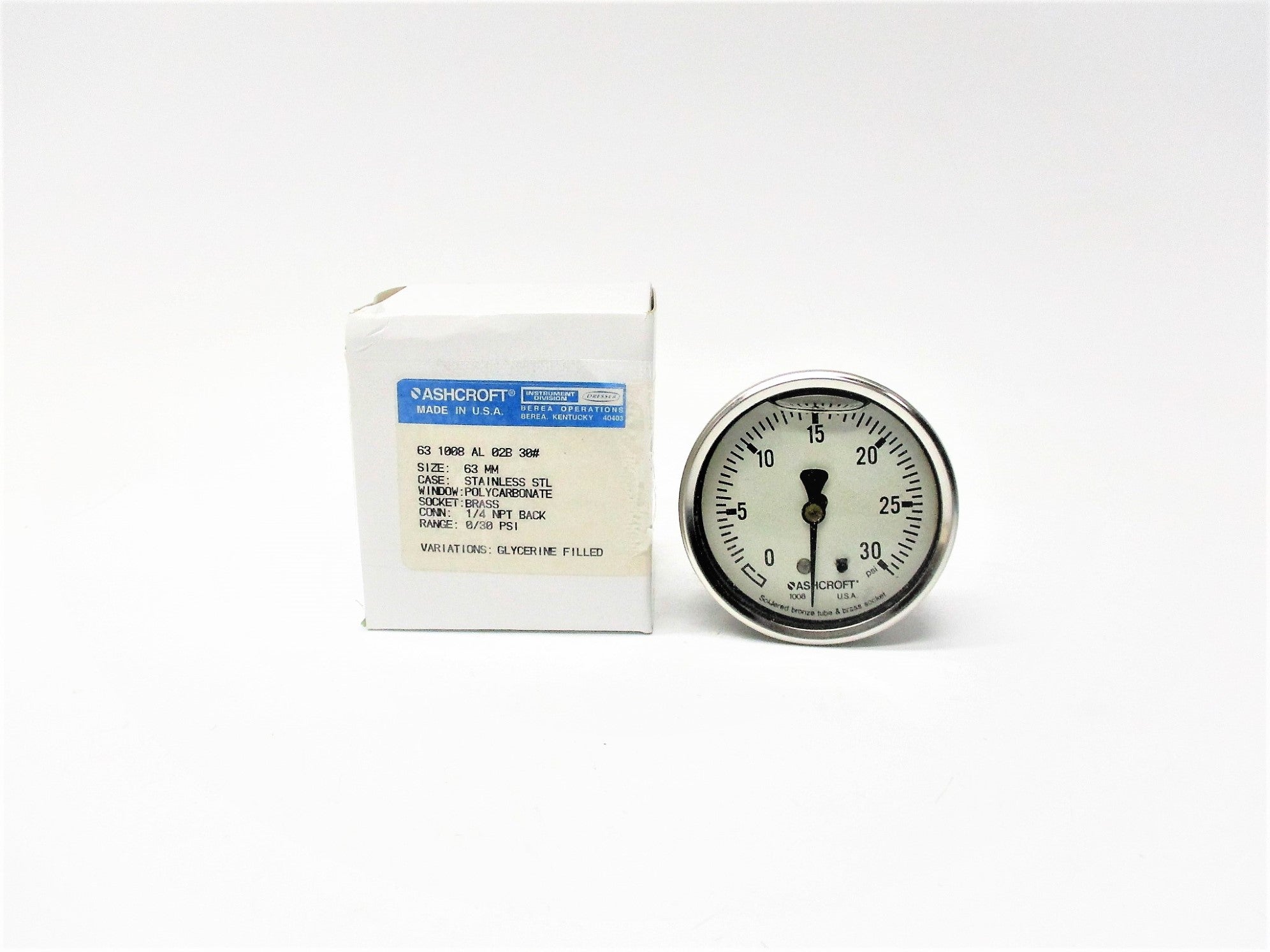 ASHCROFT 631008AL02B30# 0-30PSI 63MM NSMP