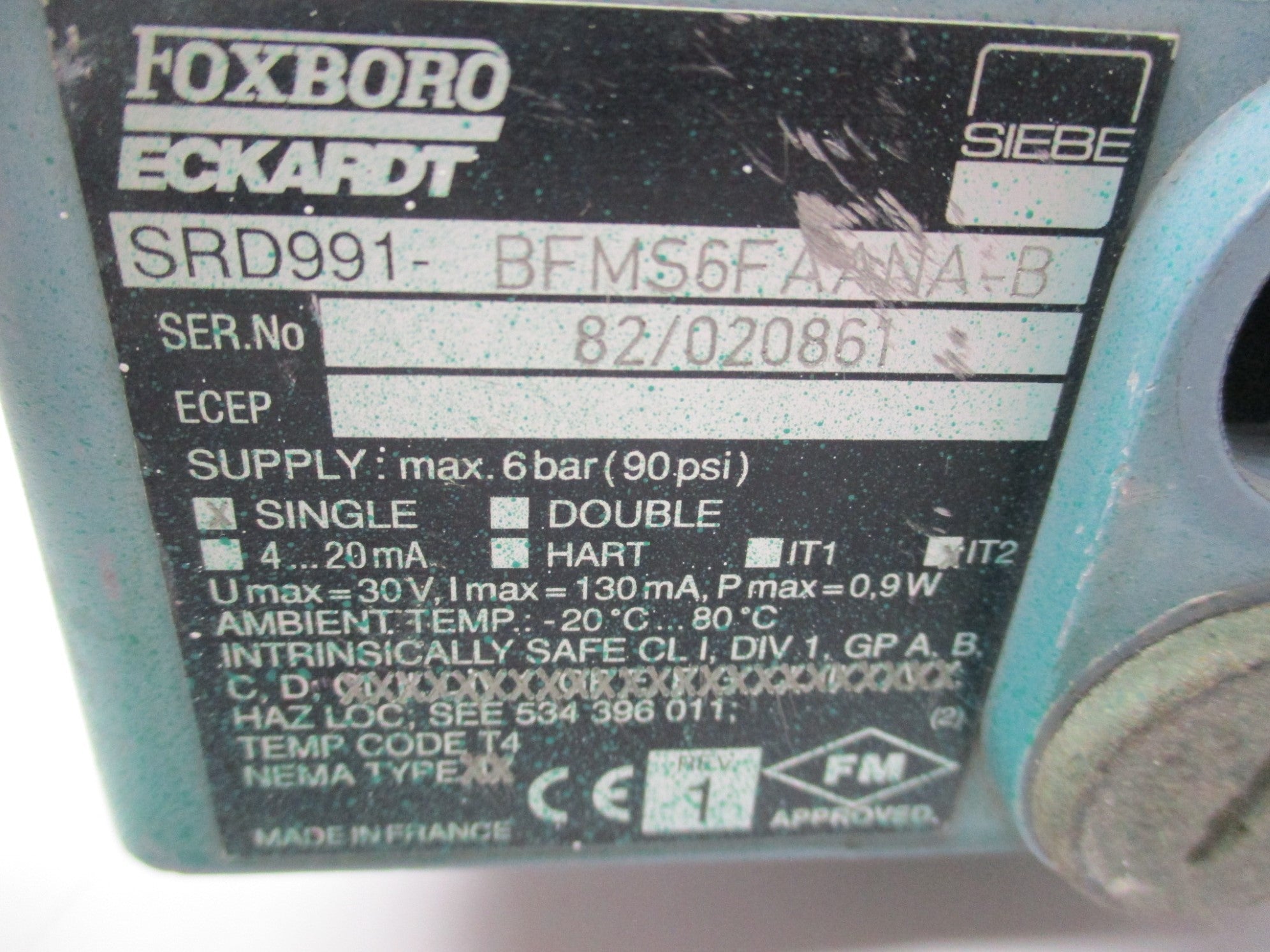 FOXBORO SRD991-BFMS6FAANA-B 30V 90PSI (NO COVER) UNMP