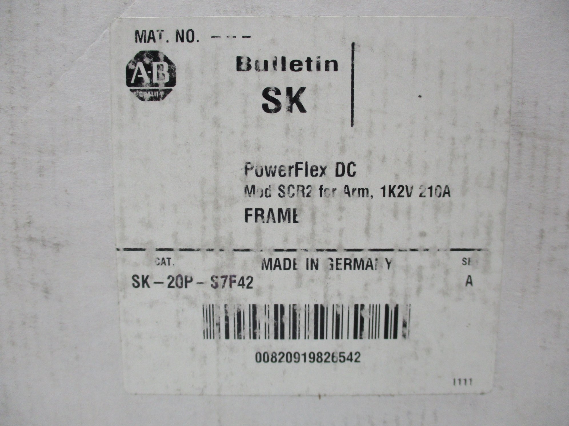 INDUSTRIAL SPARE PART SK-20P-S7F42 SER. A (WH) NSMP