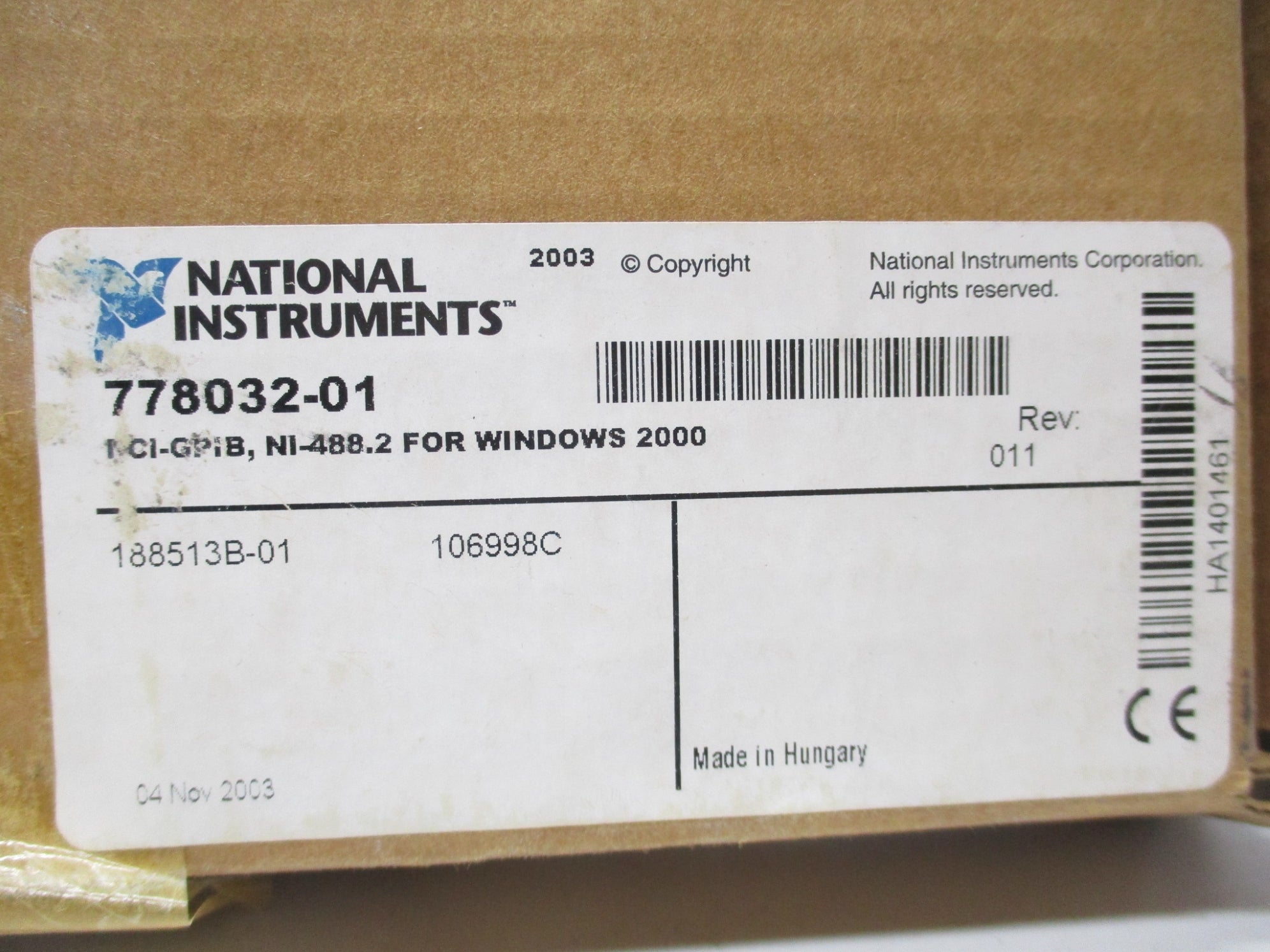 NATIONAL INSTRUMENTS 188513B-01 778032-01 NSMP