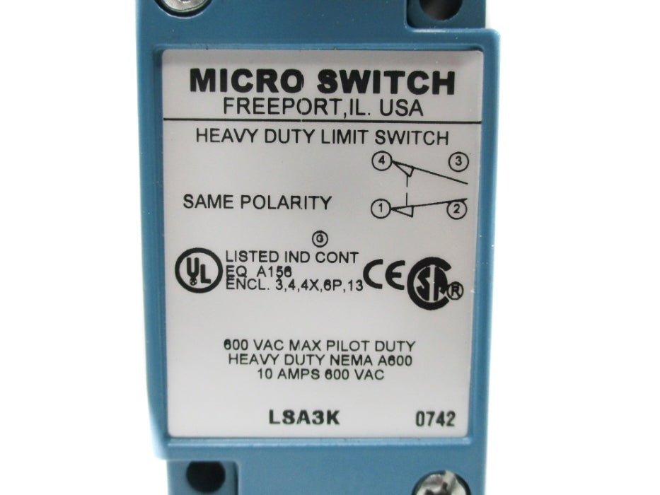 MICRO SWITCH LSA3K 600VAC 10A NSNP