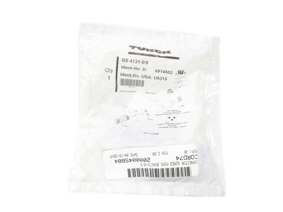 TURCK BS4131-0/9 U6315 600VAC 12A NSMP