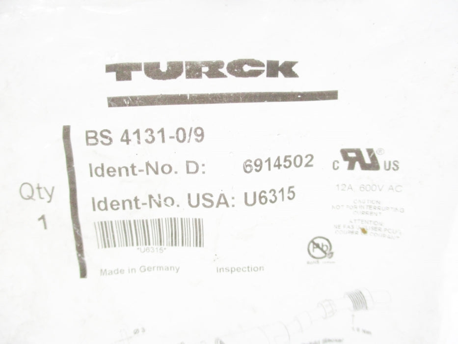 TURCK BS4131-0/9 U6315 600VAC 12A NSMP