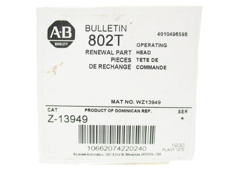 INDUSTRIAL SPARE PART Z-13949 (WH) NSMP