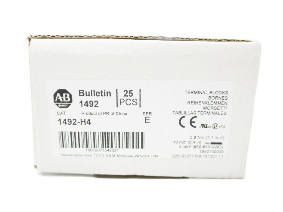 ALLEN BRADLEY 1492-H4 SER. E (PKG OF 25) (WH) NSMP