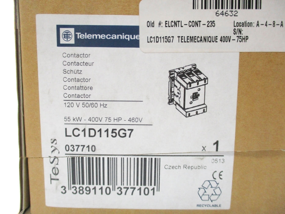 TELEMECANIQUE LC1D115G7 120V 250A NSMP