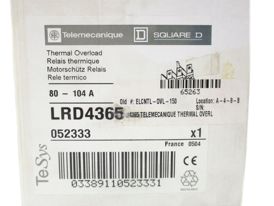 TELEMECANIQUE LRD4365 80-104A NSMP