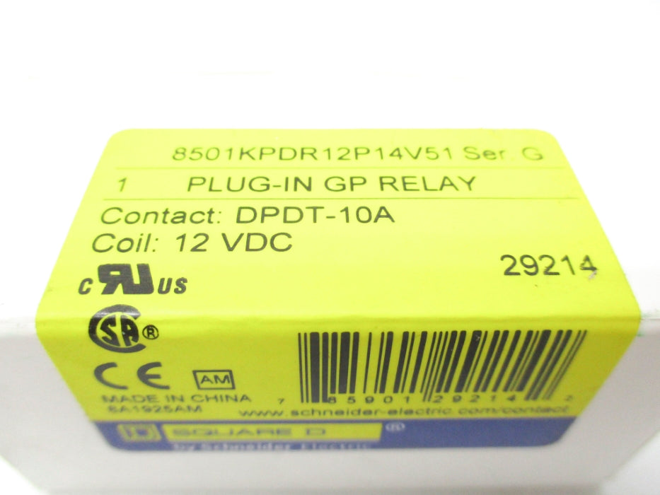 SQUARE D 8501KPDR12P14V51 SER. G 12VDC NSMP