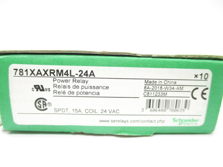 SCHNEIDER ELECTRIC 781XAXRM4L-24A 24VAC (PKG OF 10) NSMP