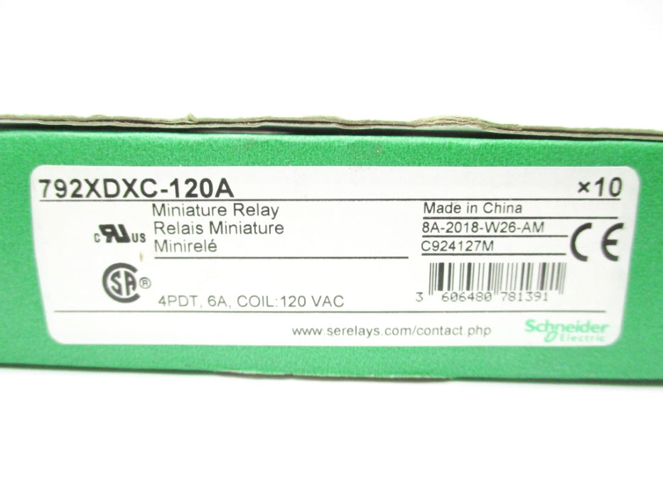 SCHNEIDER ELECTRIC 792XDXC-120A 120VAC 6A (PKG OF 10) NSMP