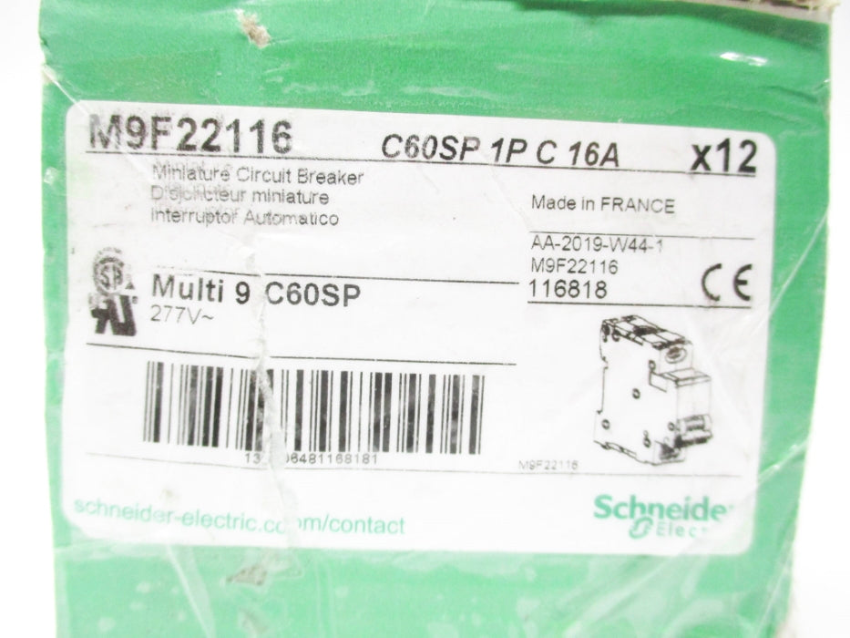SCHNEIDER ELECTRIC M9F22116 277V 16A (PKG OF 12) NSMP