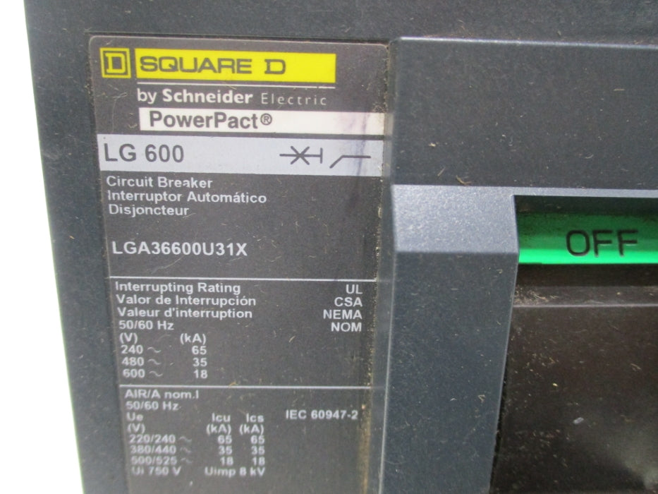 SQUARE D LGA36600U31X 600V 600A NSNP