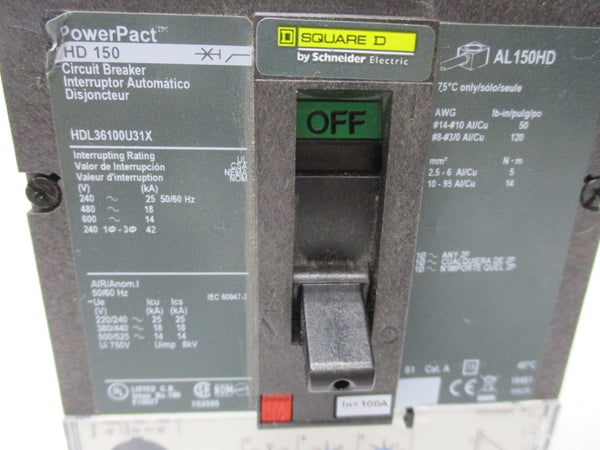 SQUARE D HDL36100U31X 600V 150A NSNP