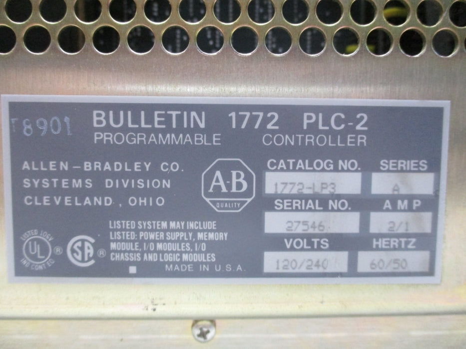 ALLEN BRADLEY 1772-LP3 SER. A 120/240V 2/1A UNMP