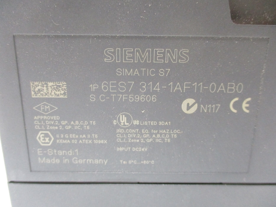 SIEMENS 6ES7314-1AF11-0AB0 24VDC NSNP