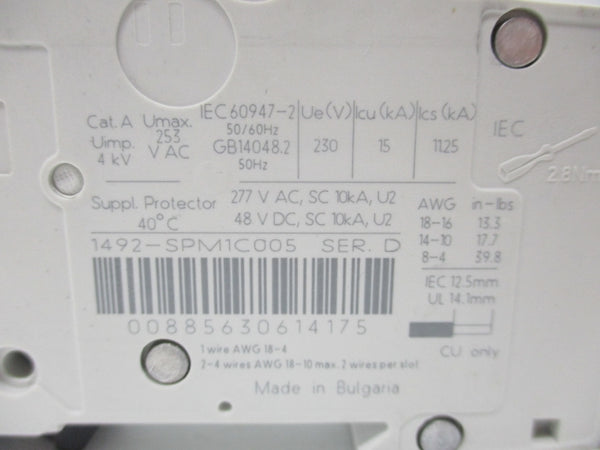ALLEN BRADLEY 1492-SPM1C005 SER. D 230V 3A NSNP