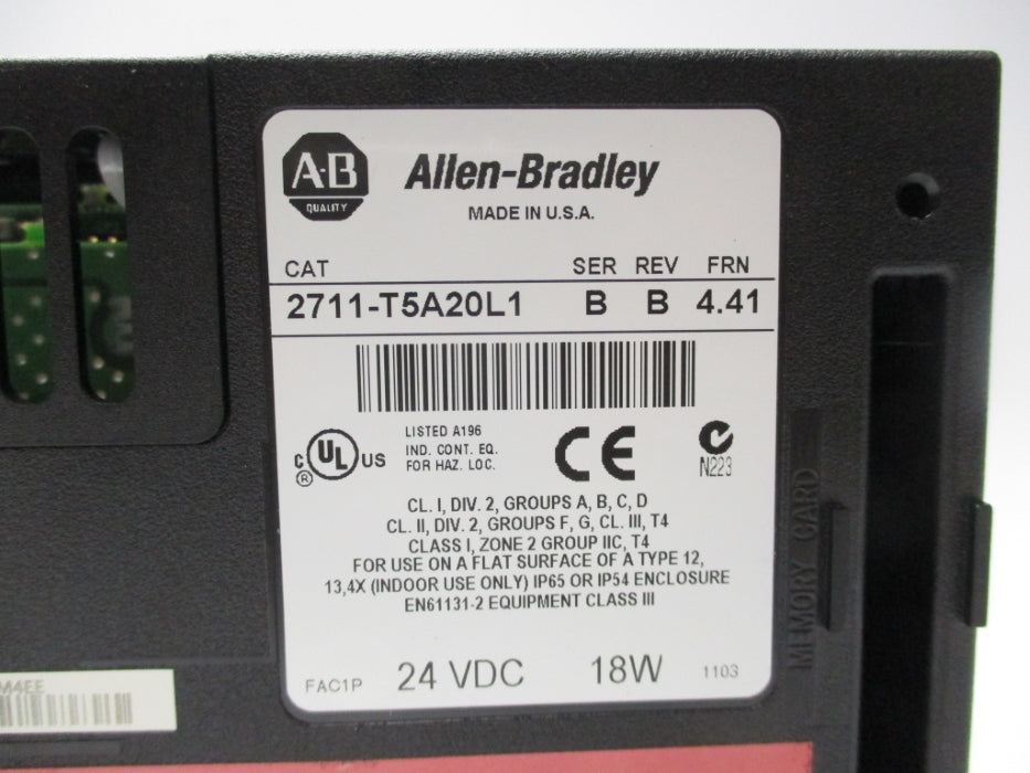 INDUSTRIAL SPARE PART 2711-T5A20L1 SER. B F/W 4.41 24VDC NSNP