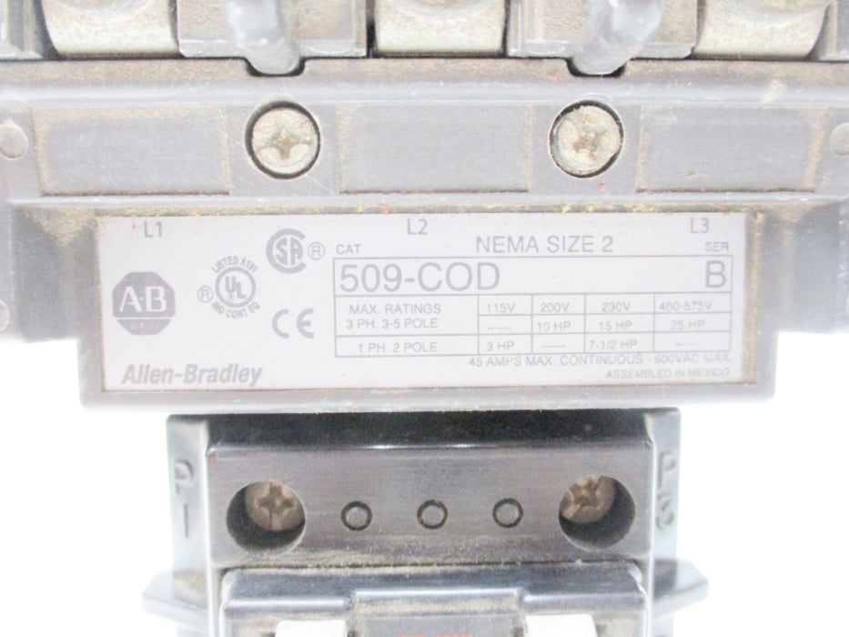 ALLEN BRADLEY 509-COD SER. B 115/120V 45A UNMP