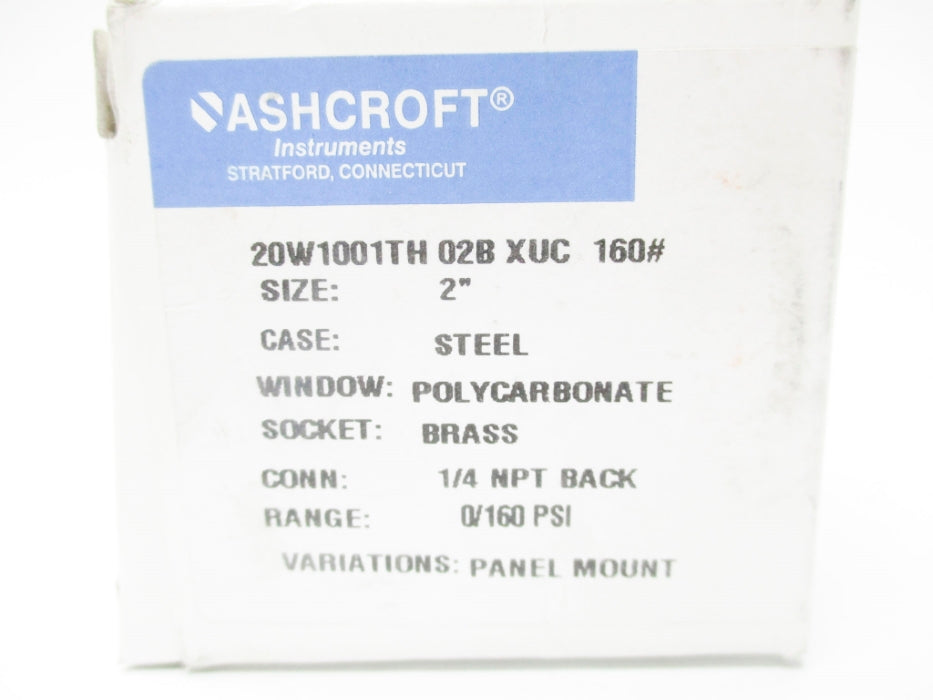 ASHCROFT 20W1001TH02BXUC 0-160PSI NSMP