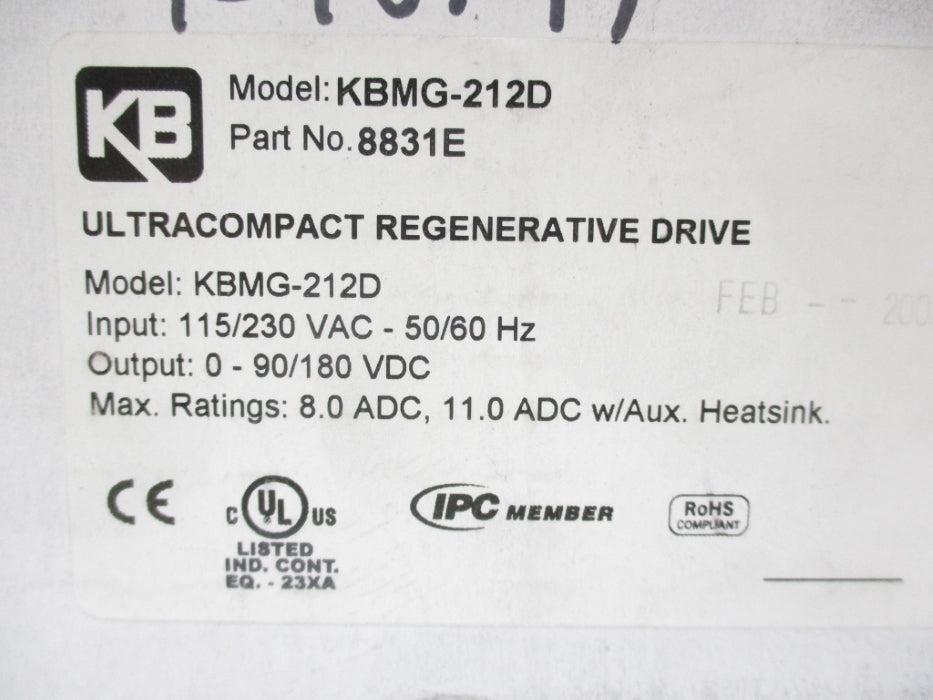 KB ELECTRONICS KBMG-212D 8831E 115/230VAC NSMP
