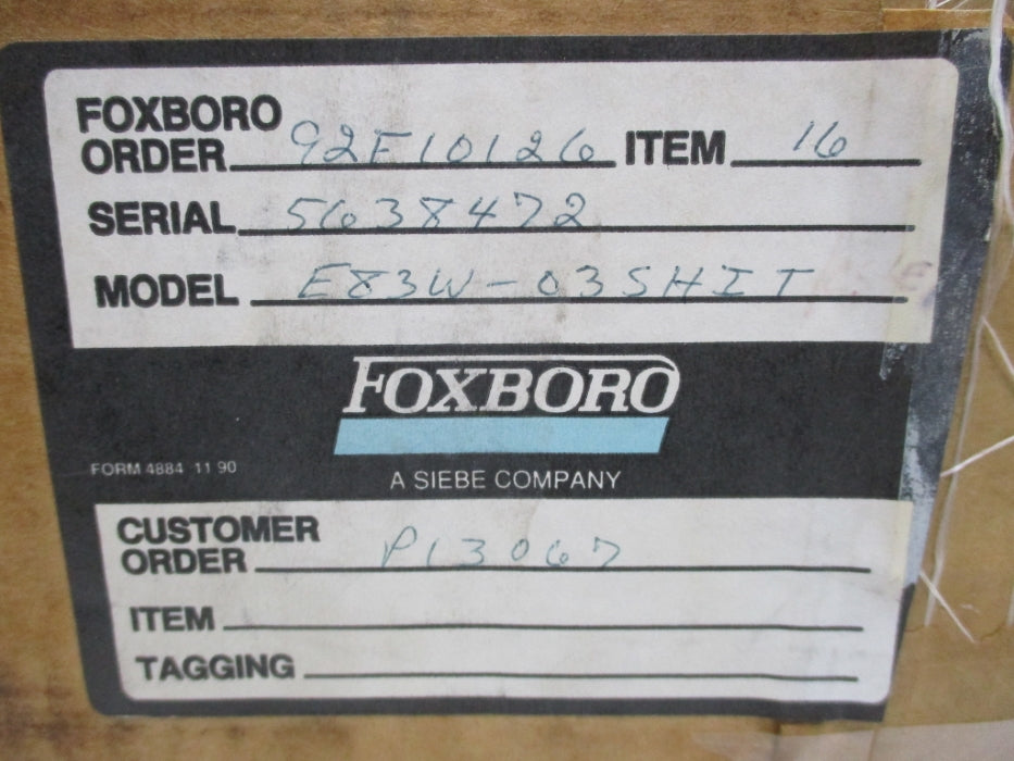 FOXBORO E83W-03SHITA 1500PSI NSMP