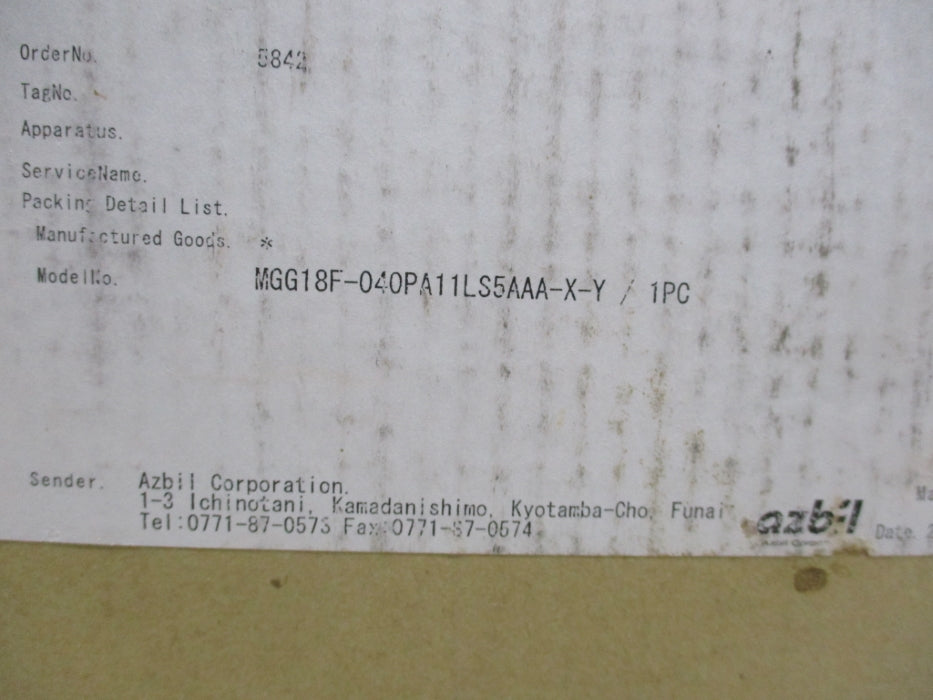 AZBIL MGG18F-040PA11LS5AAA-X-Y NSMP