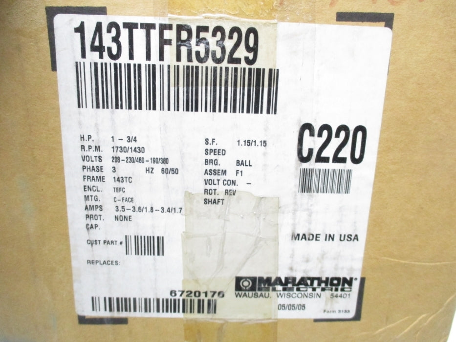 MARATHON ELECTRIC 143TTFR5329 NSMP