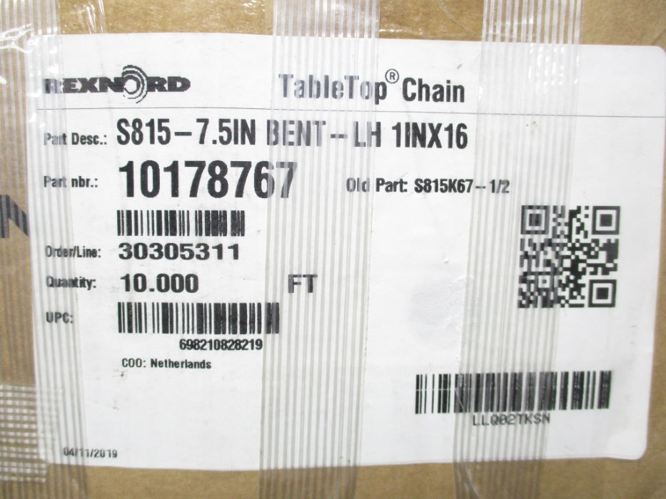 REXNORD 10178767 S815-7.5IN-BENT-LH-1XNX16 NSMP