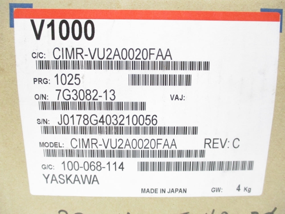 YASKAWA CIMR-VU2A0020FAA 200-240VAC 24.0/18.9A REV. C NSMP