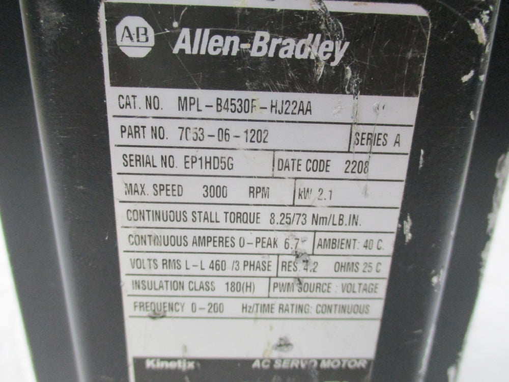 ALLEN BRADLEY MPL-B4530F-HJ22AA SER. A (AS PICTURED) NSNP